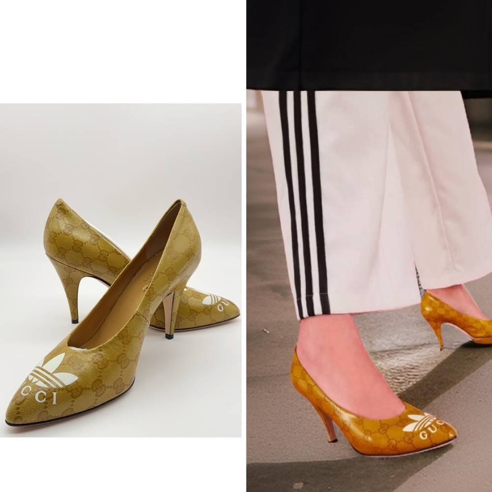 ❌SOLD❌GUCCI x Adidas Women's GG Canvas Pumps Heel Shoes Size 39.5 (US 9.5)